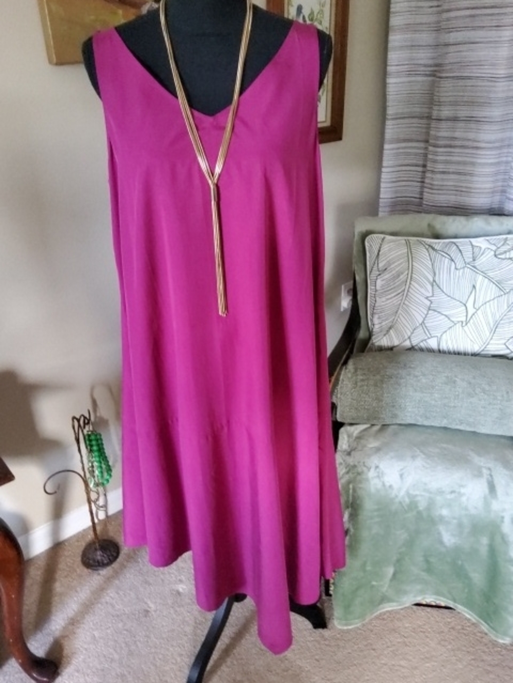 Eileen Fisher Midi Dress. Asymmetrical Hem.